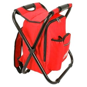 Outrav Red Backpack Cooler and Stool - Collapsible Folding Camping Chair and Ins